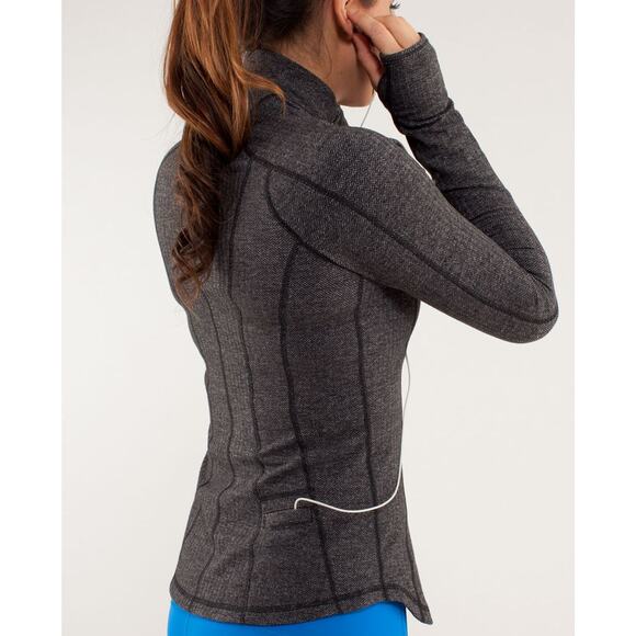 Lululemon Run: U-Turn Pullover Jacket in Herringbone Gray and Black 1/4 Zip - Picture 6 of 11
